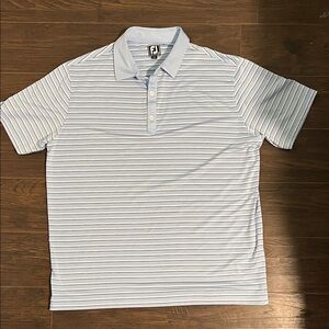 FootJoy Light Blue and White Striped Golf Polo